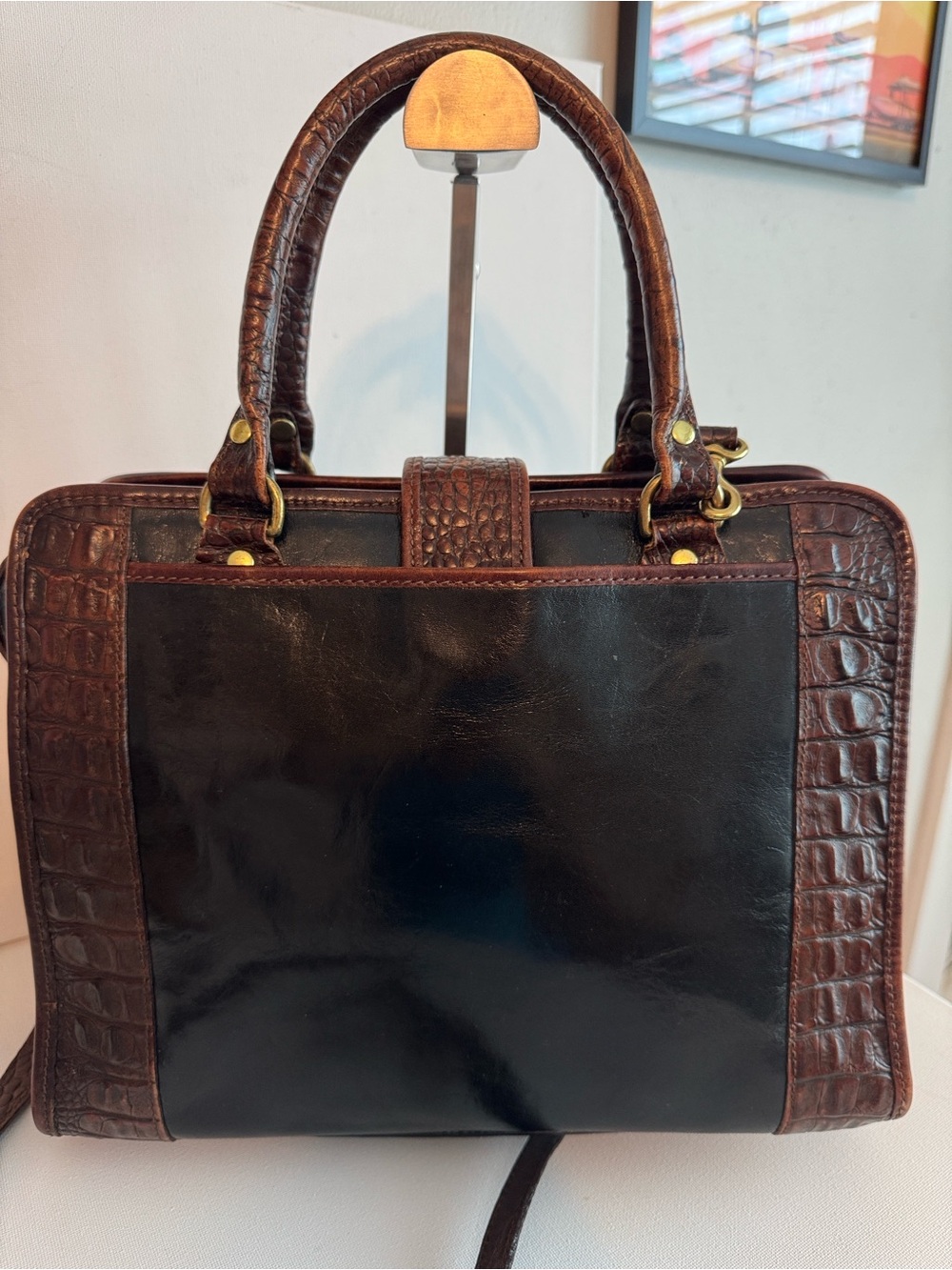 Vintage Brahmin Addison Croc Embossed Leather Satchel - Picture 5 of 15